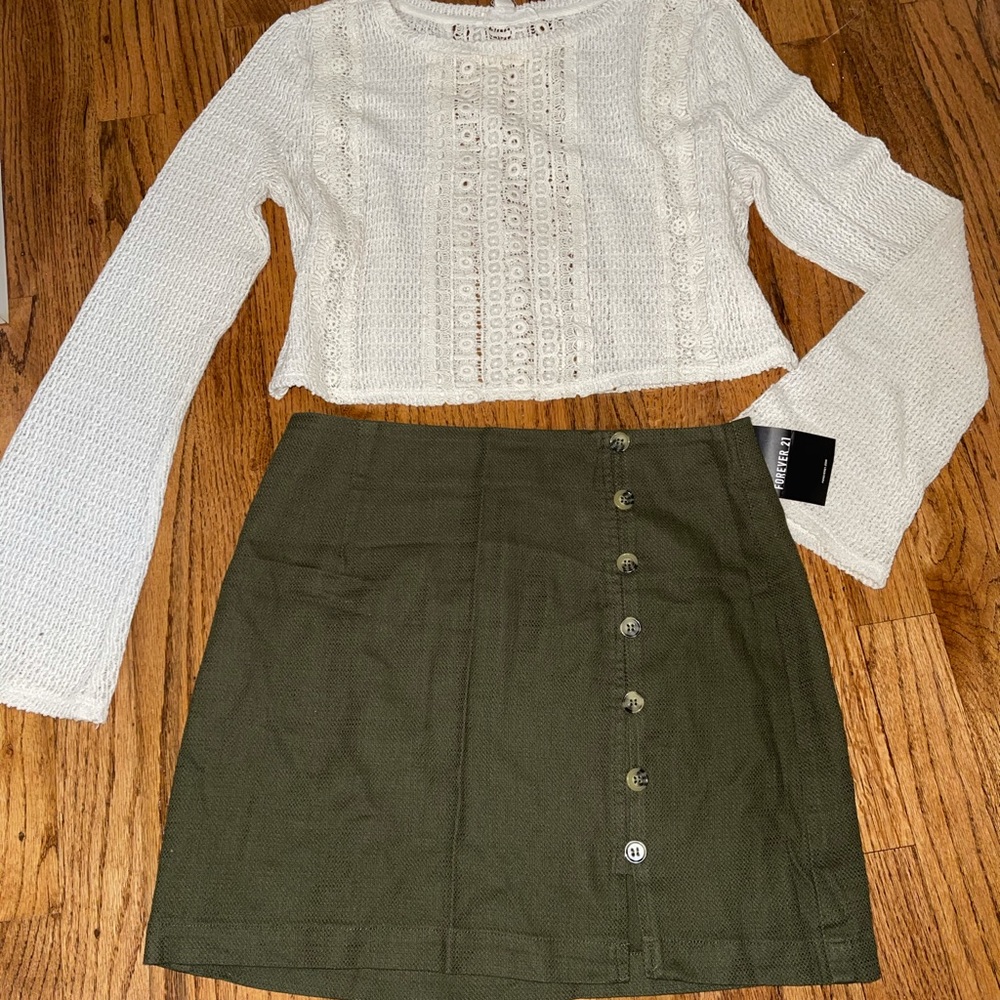 New Olive Green button up skirt